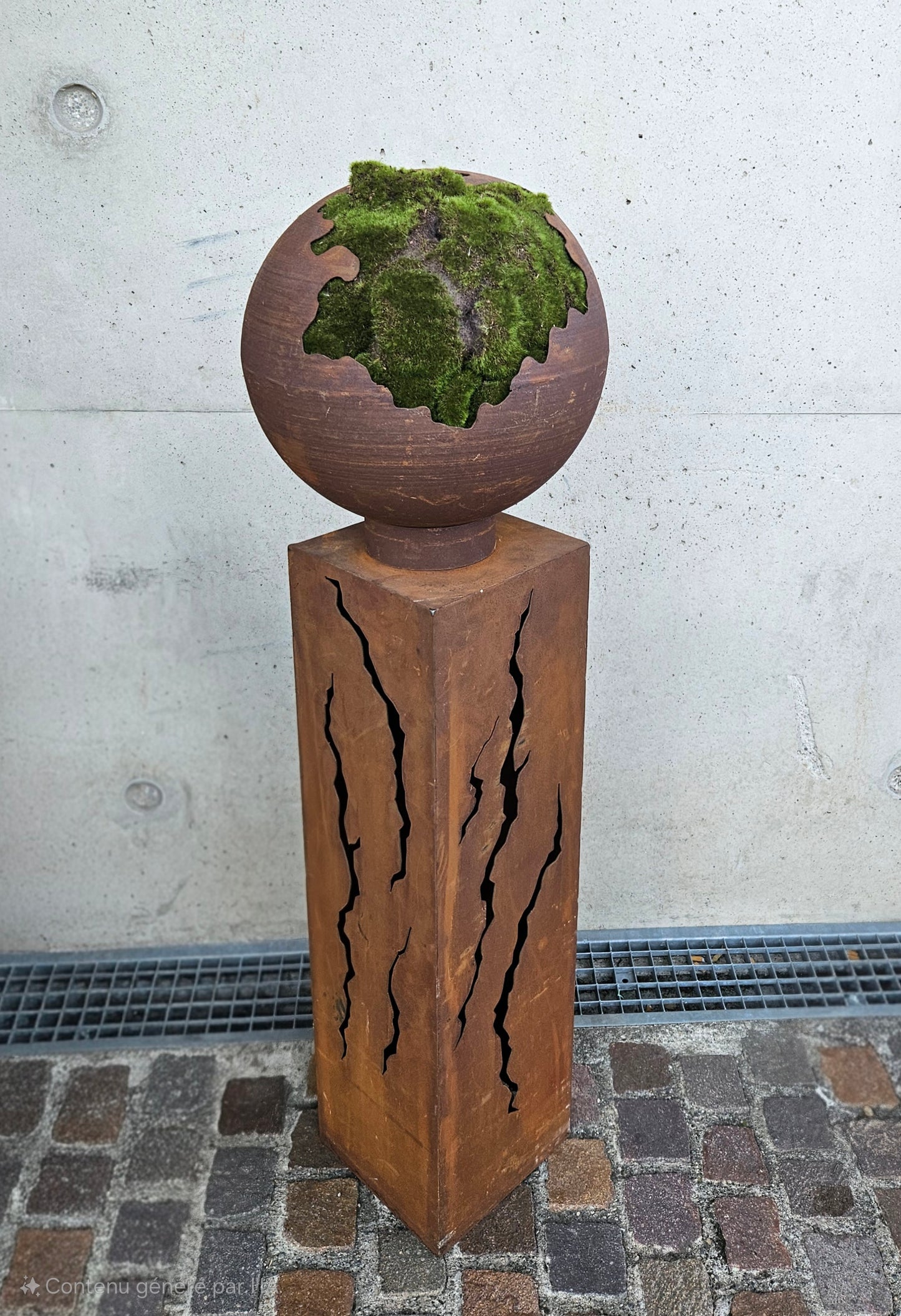 Sellette et Boule en acier rouillé