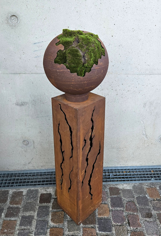 Sellette et Boule en acier rouillé