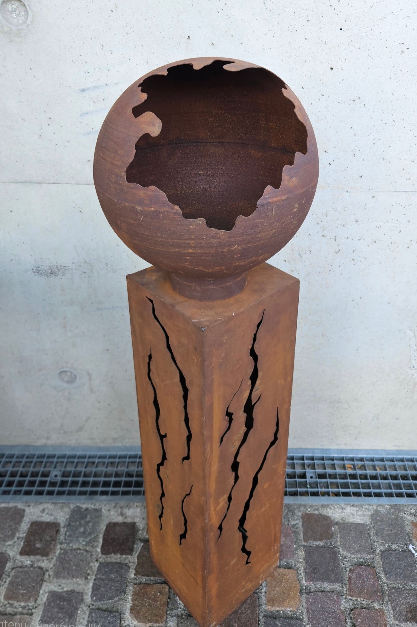 Sellette et Boule en acier rouillé