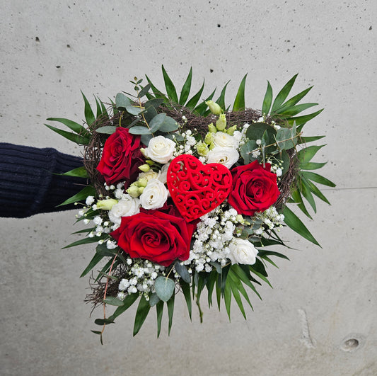 Bouquet "COEUR" Rouge et Blanc