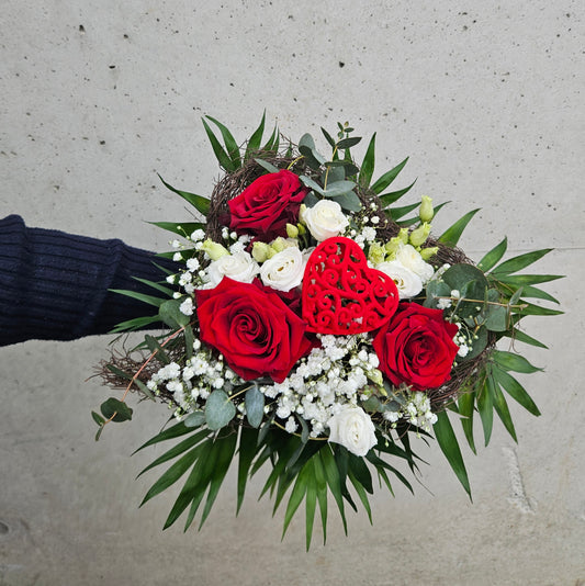 Bouquet "COEUR" Rouge et Blanc